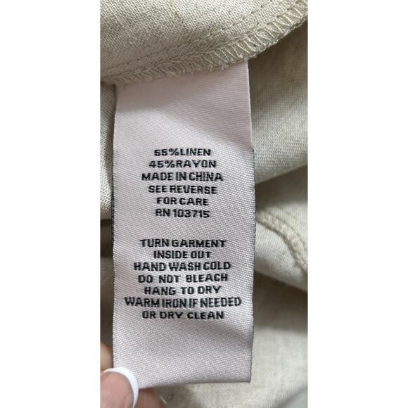 NANETTE LEPORE Womens 12 Tan Belted Fit Flare Dress Sleeveless Linen Blend New - Picture 5 of 10